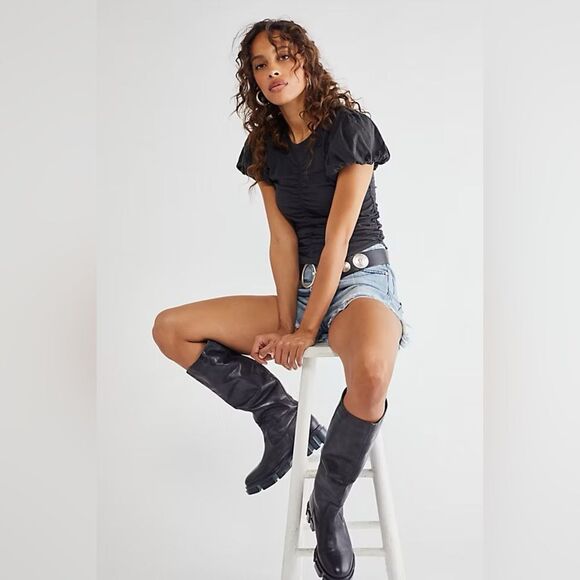 NEW Free People Brooks Tall Boot in Black